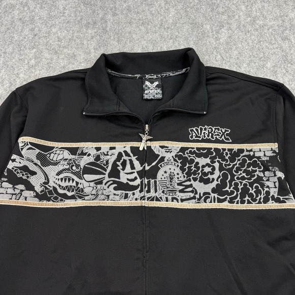Vintage Avirex Jacket Mens 2XL Black Warm Up NYC Subway Graffiti Hip Hop 90s Y2K - Picture 3 of 16